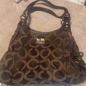 Coach Dark Brown Signature Shoulder Bag